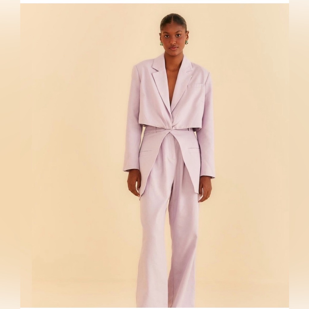 Farm Rio Cut Out Knot-Front Lavender Blazer